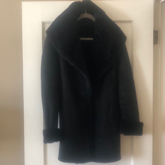 Blue Duck Black Shearling Coat - Picture 1 of 12